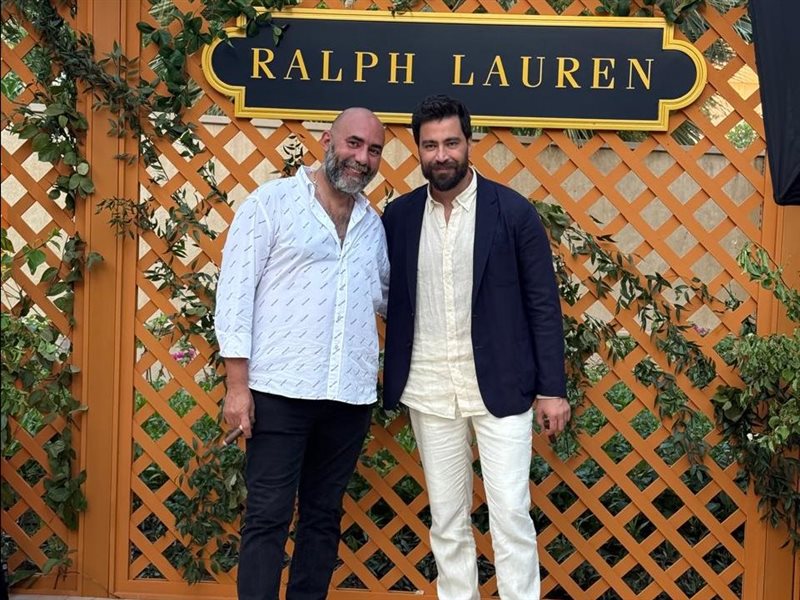 ريا أبي راشد ومعتصم النهار والمنتج إيهاب منير في حفل أزياء شركة رالف لورين بدبي