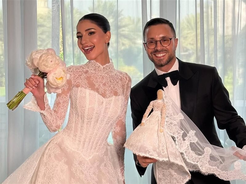 شيرين عمارة تتألق بتصميم من رامي قاضي في ليلة زفافها